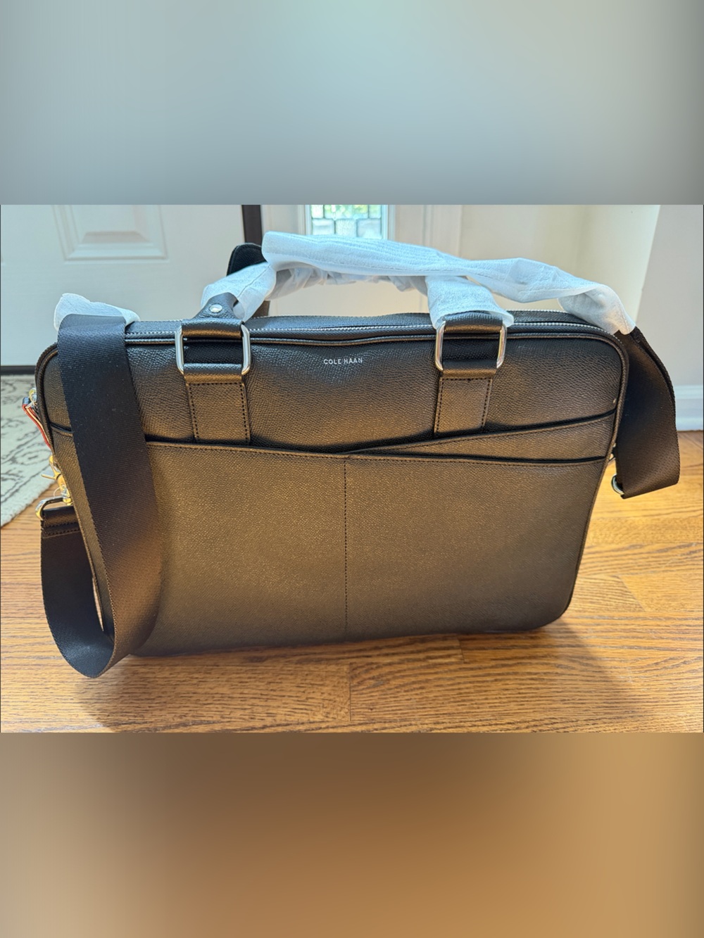 Cole Haan Black Leather Laptop Messenger Bag